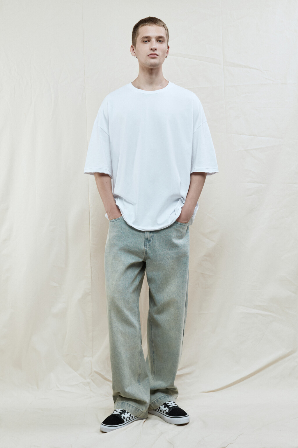 Футболка oversize хлопковая однотонная - цвет белый - 5