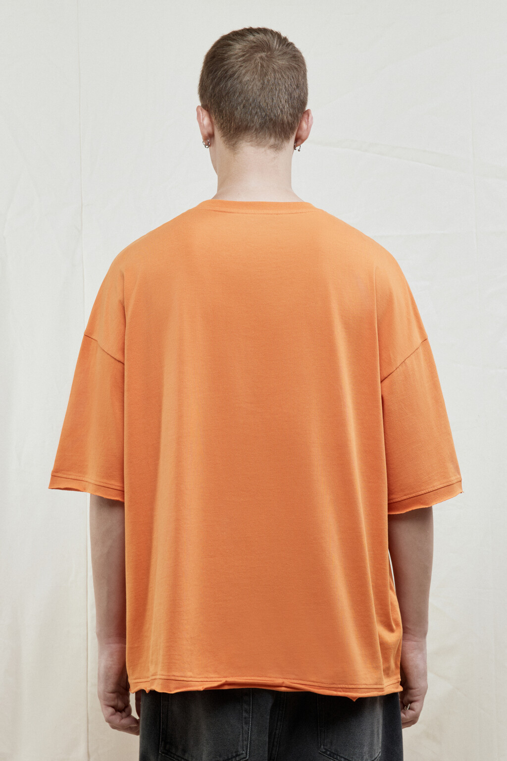 Футболка oversize хлопковая однотонная - цвет оранжевый - 4