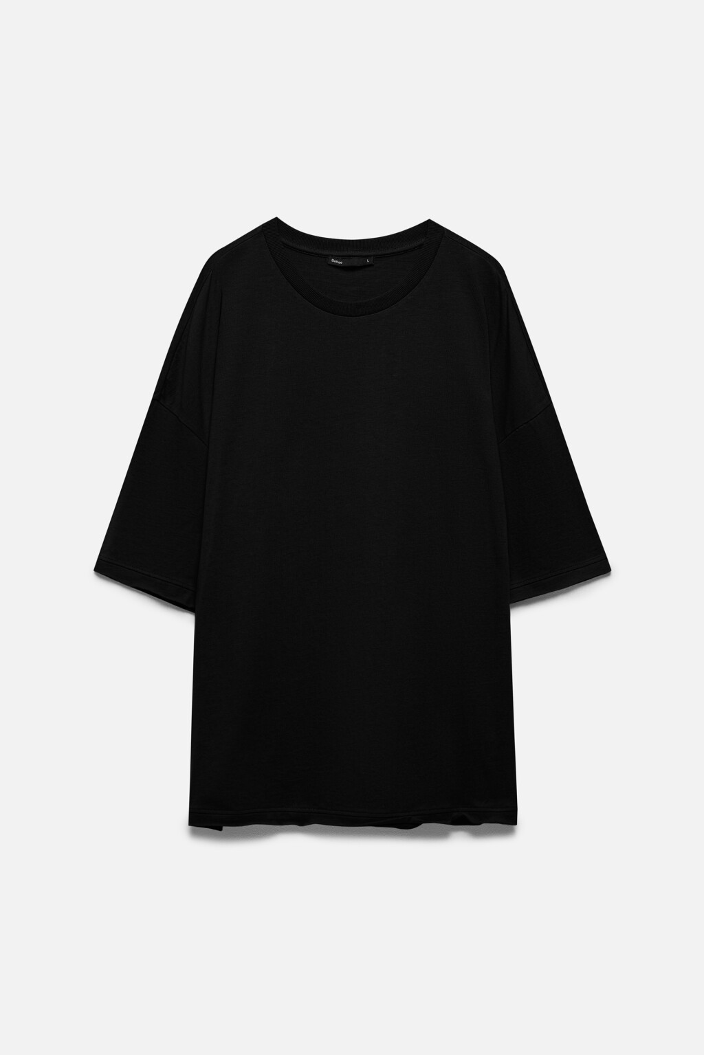 Футболка oversize хлопковая однотонная - цвет черный - 8