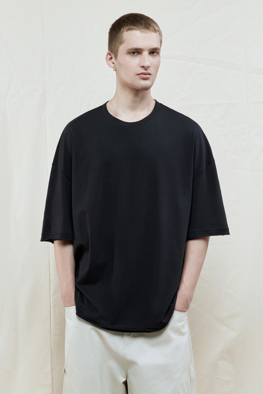 Футболка oversize хлопковая однотонная - цвет черный - 2