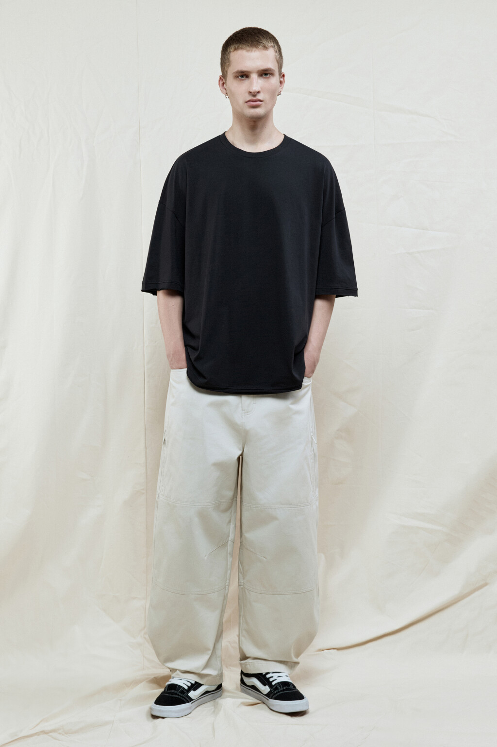 Футболка oversize хлопковая однотонная - цвет черный - 5