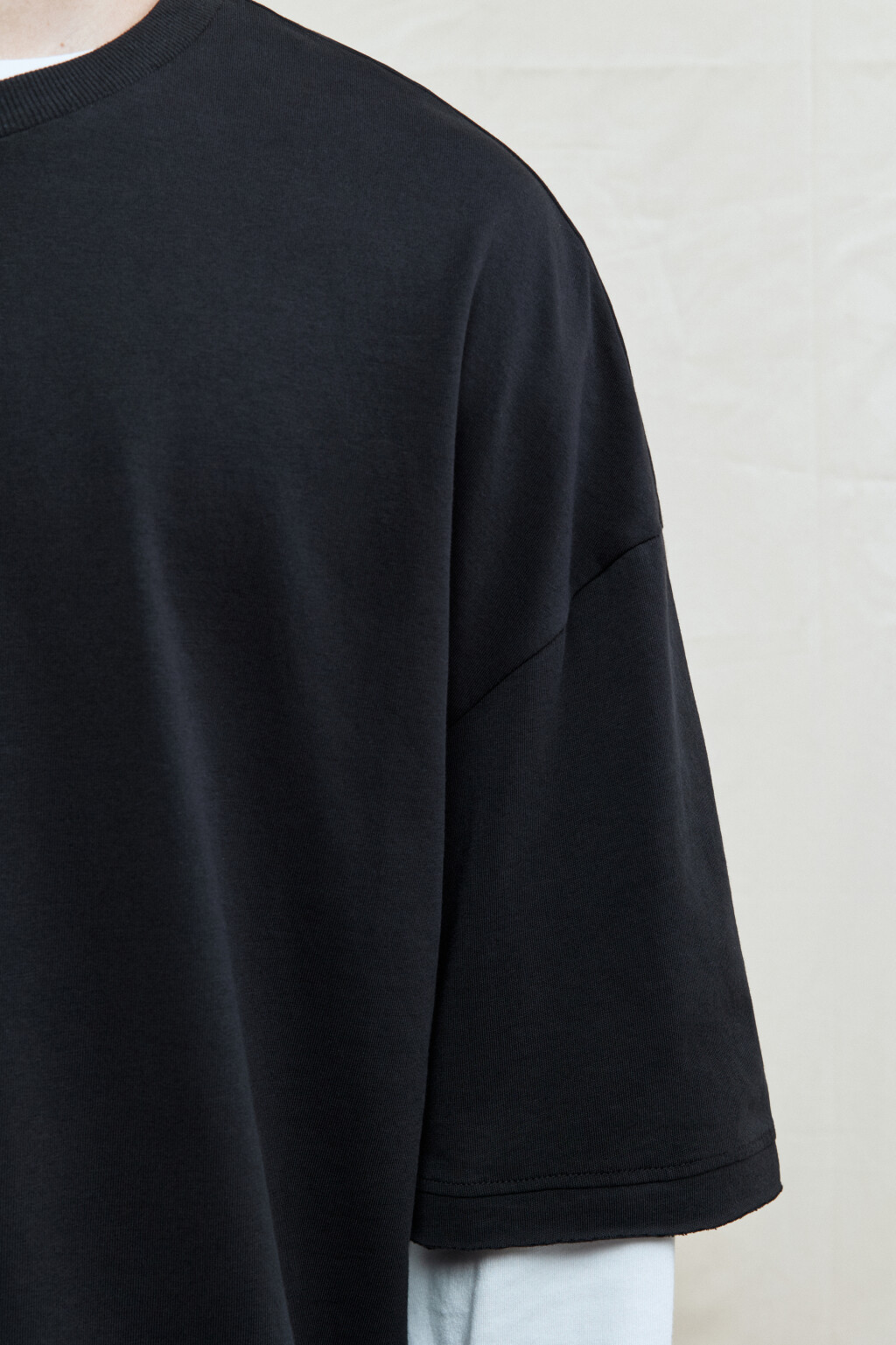 Футболка oversize хлопковая однотонная - цвет черный - 6