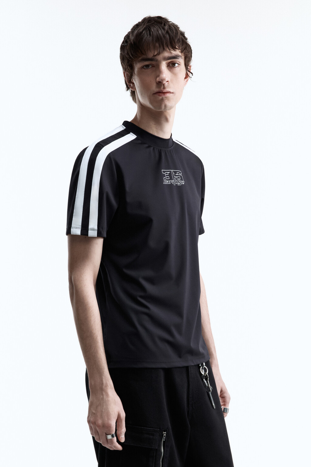 Футболка облегающая с принтом в спортивном стиле - цвет черный - 3