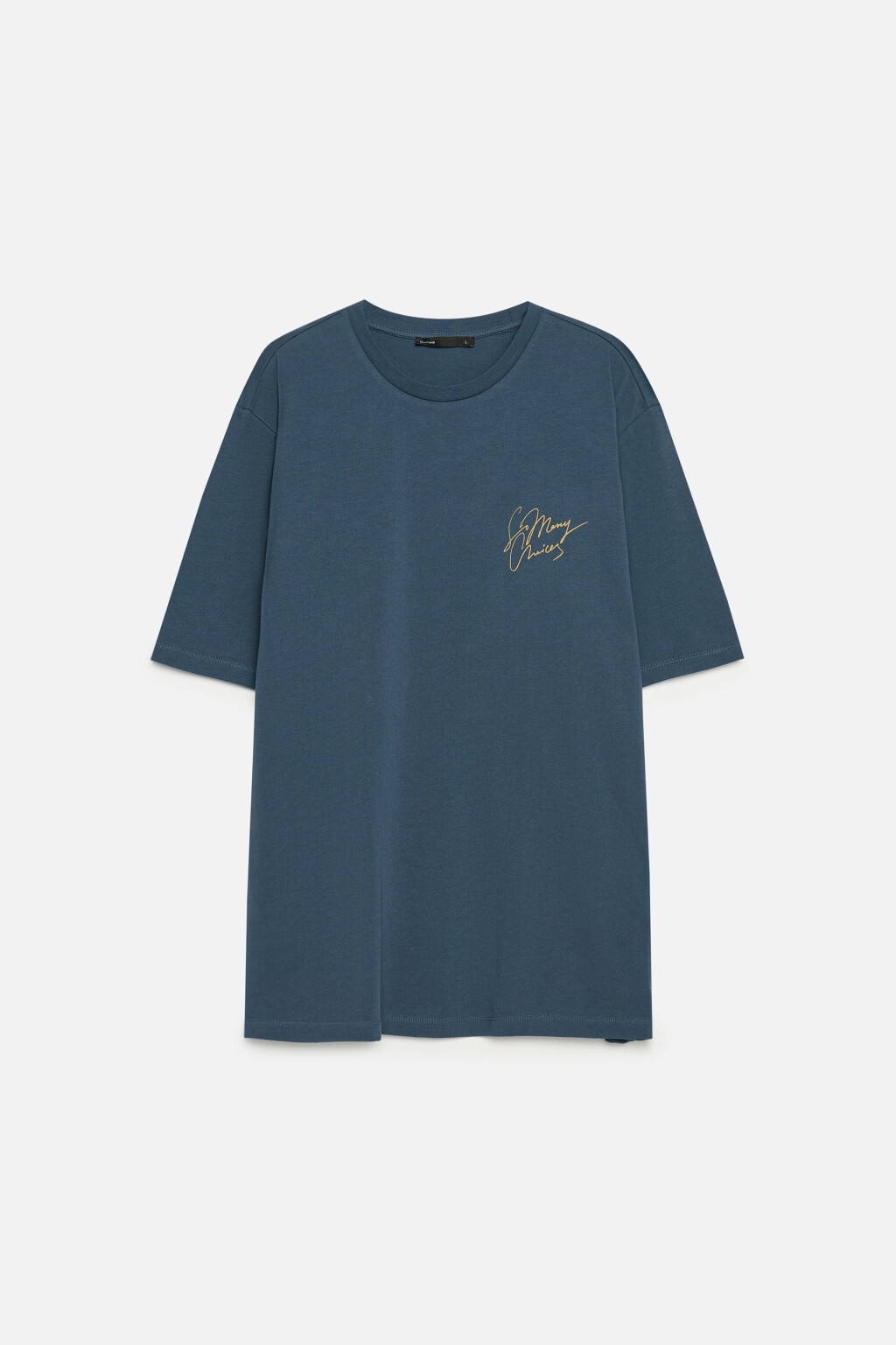 Футболка прямая с принтом-надписью - цвет синий - 8