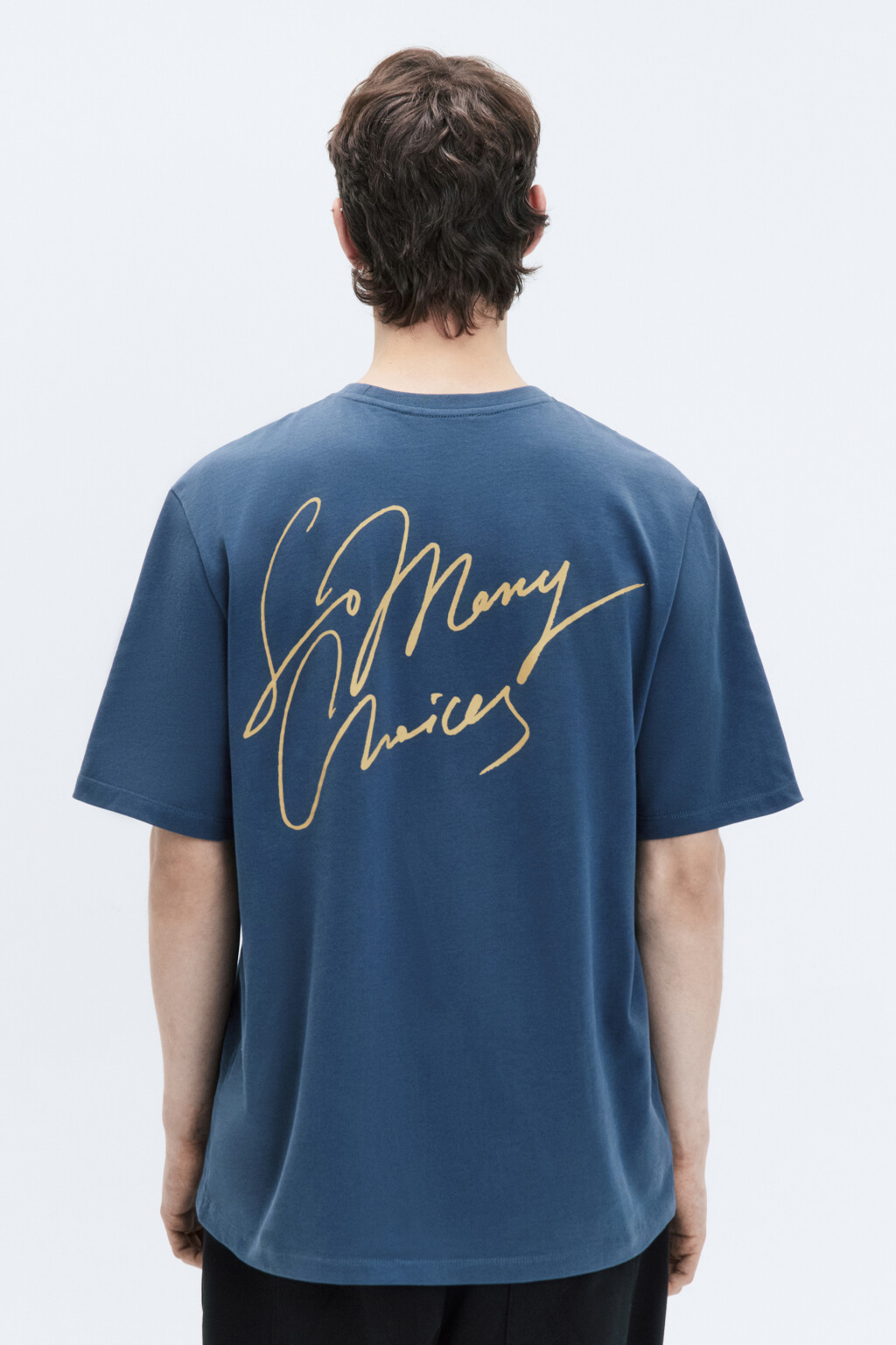 Футболка прямая с принтом-надписью - цвет синий - 4