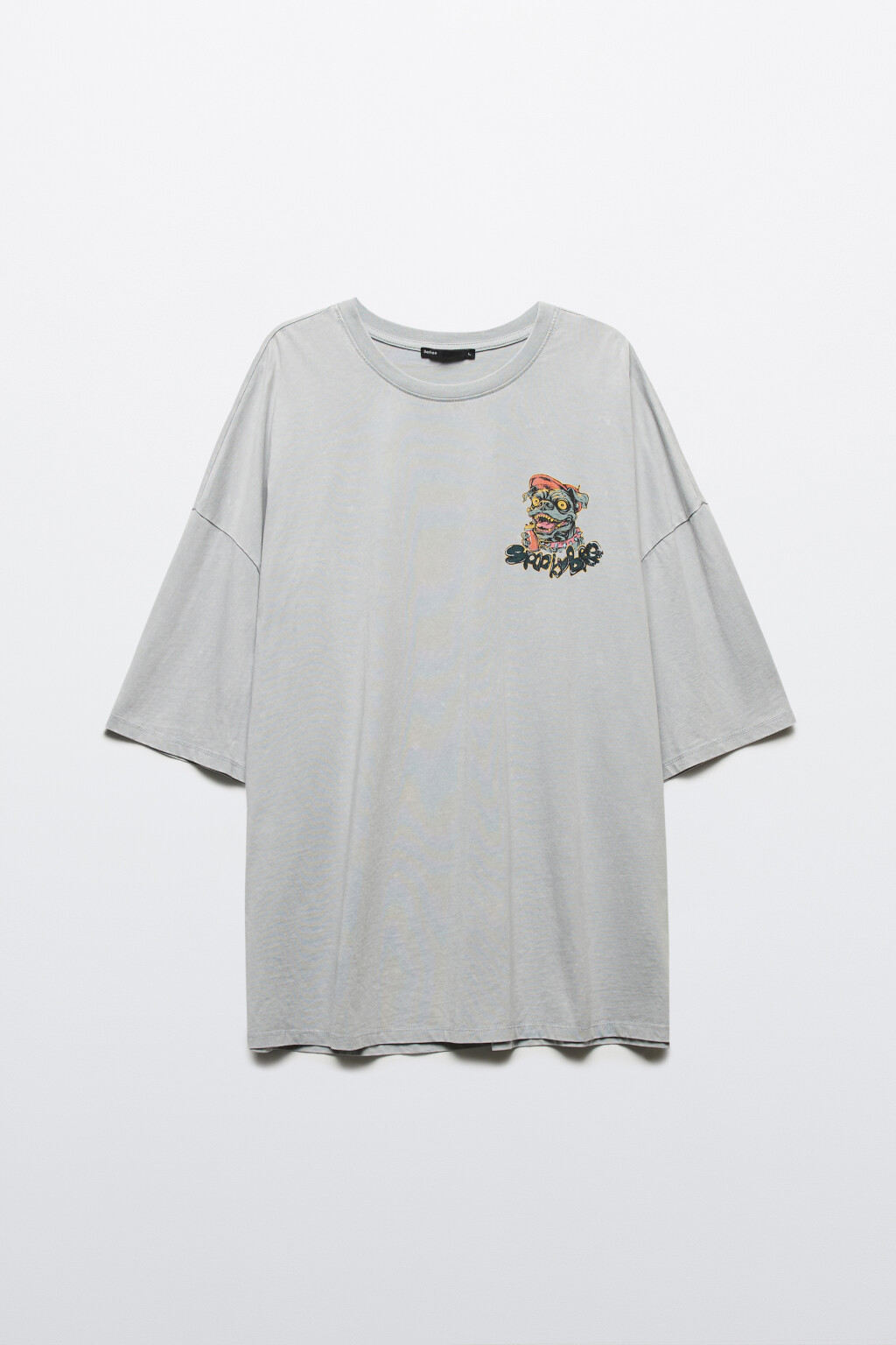 Футболка oversize хлопковая с принтом - цвет серый - 9