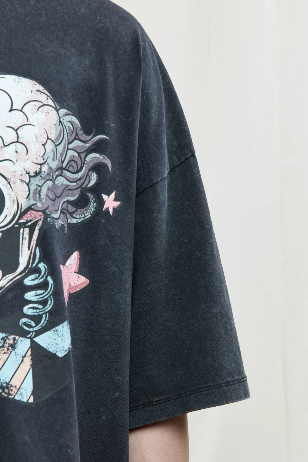 Футболка oversize хлопковая с принтом - цвет серый - 6