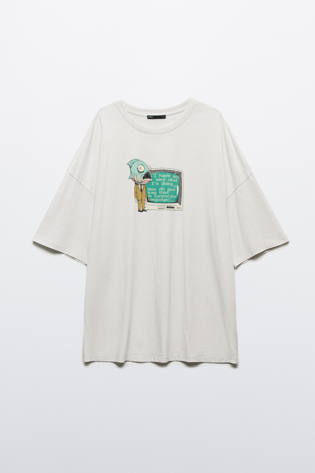 Футболка oversize хлопковая с принтом - цвет белый - 9