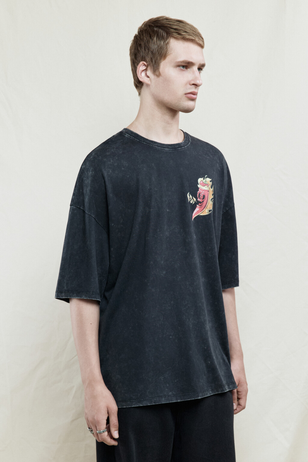 Футболка oversize хлопковая с принтом - цвет черный - 3