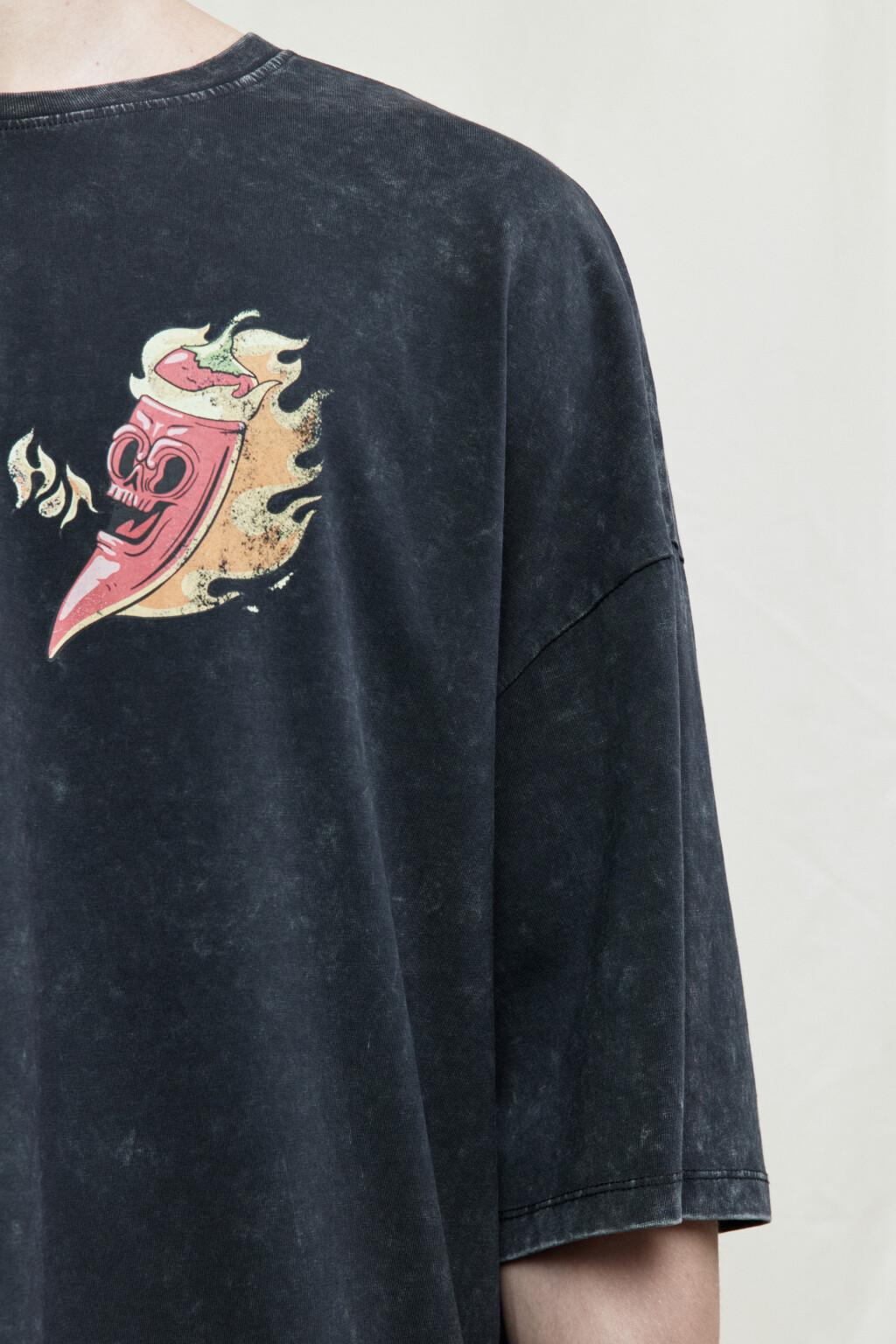 Футболка oversize хлопковая с принтом - цвет черный - 7