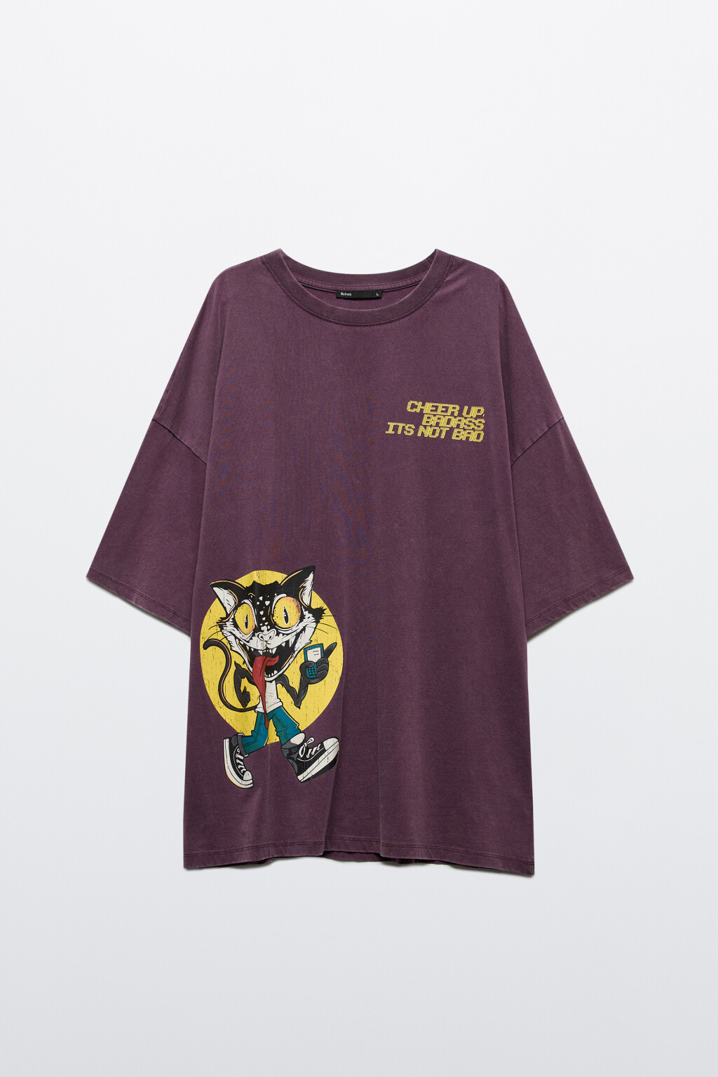 Футболка oversize хлопковая с принтом - цвет бордовый - 8