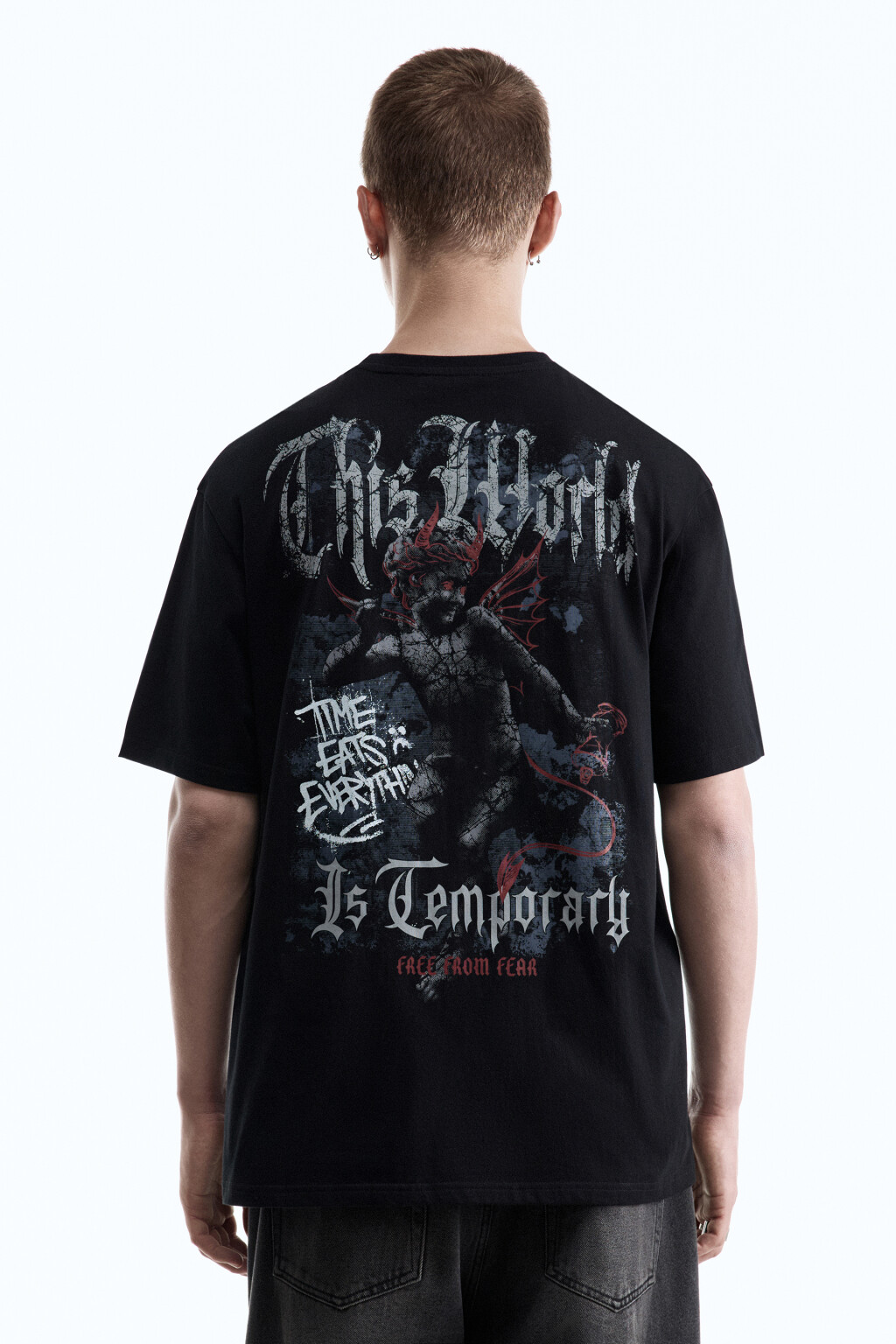 Футболка oversize с принтом в стиле гранж - цвет черный - 4