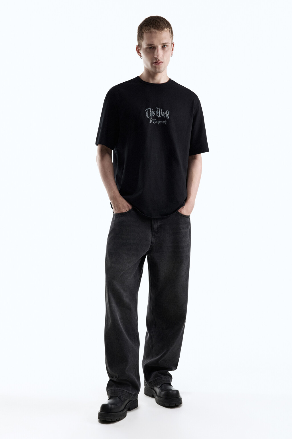 Футболка oversize с принтом в стиле гранж - цвет черный - 5