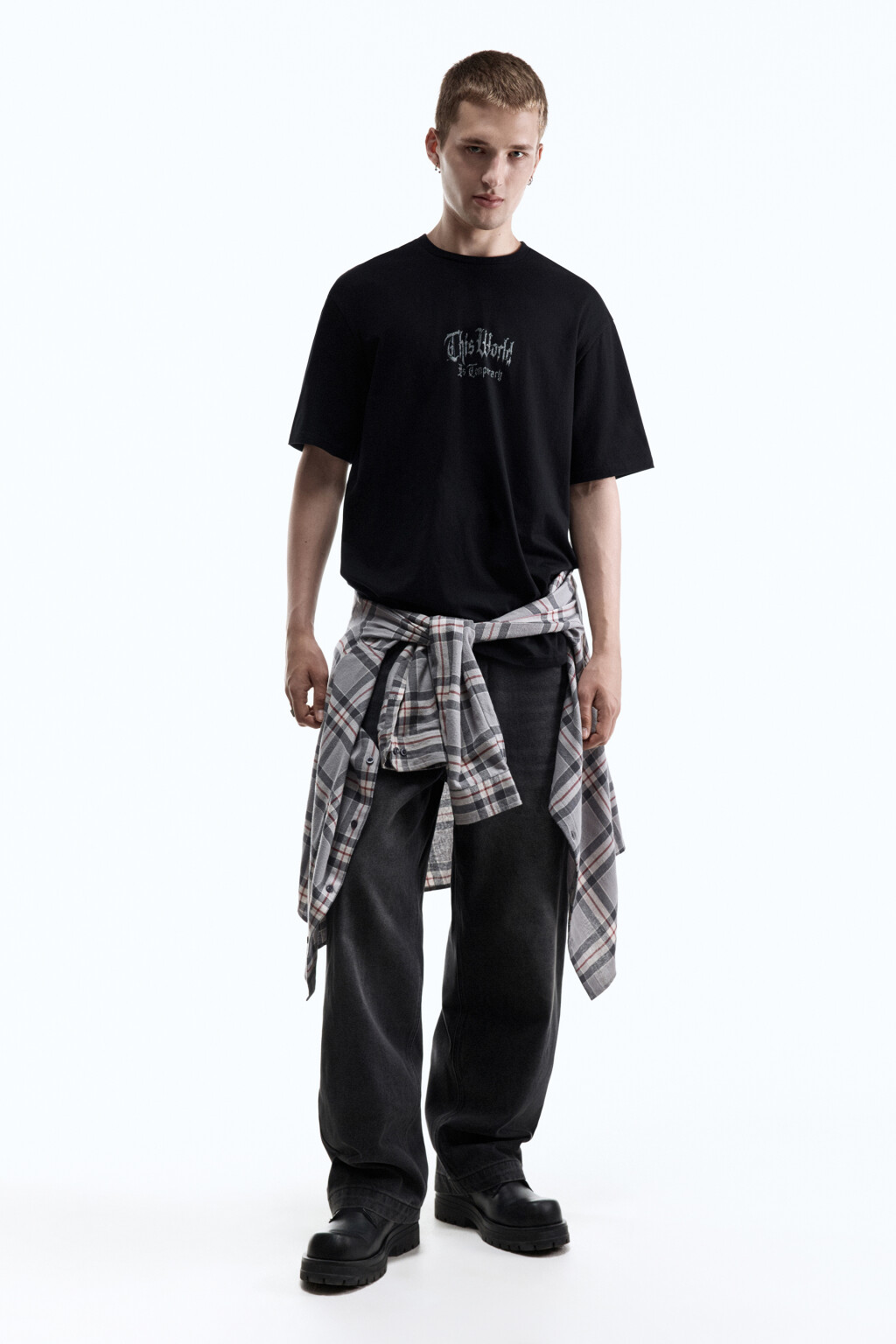 Футболка oversize с принтом в стиле гранж - цвет черный - 6