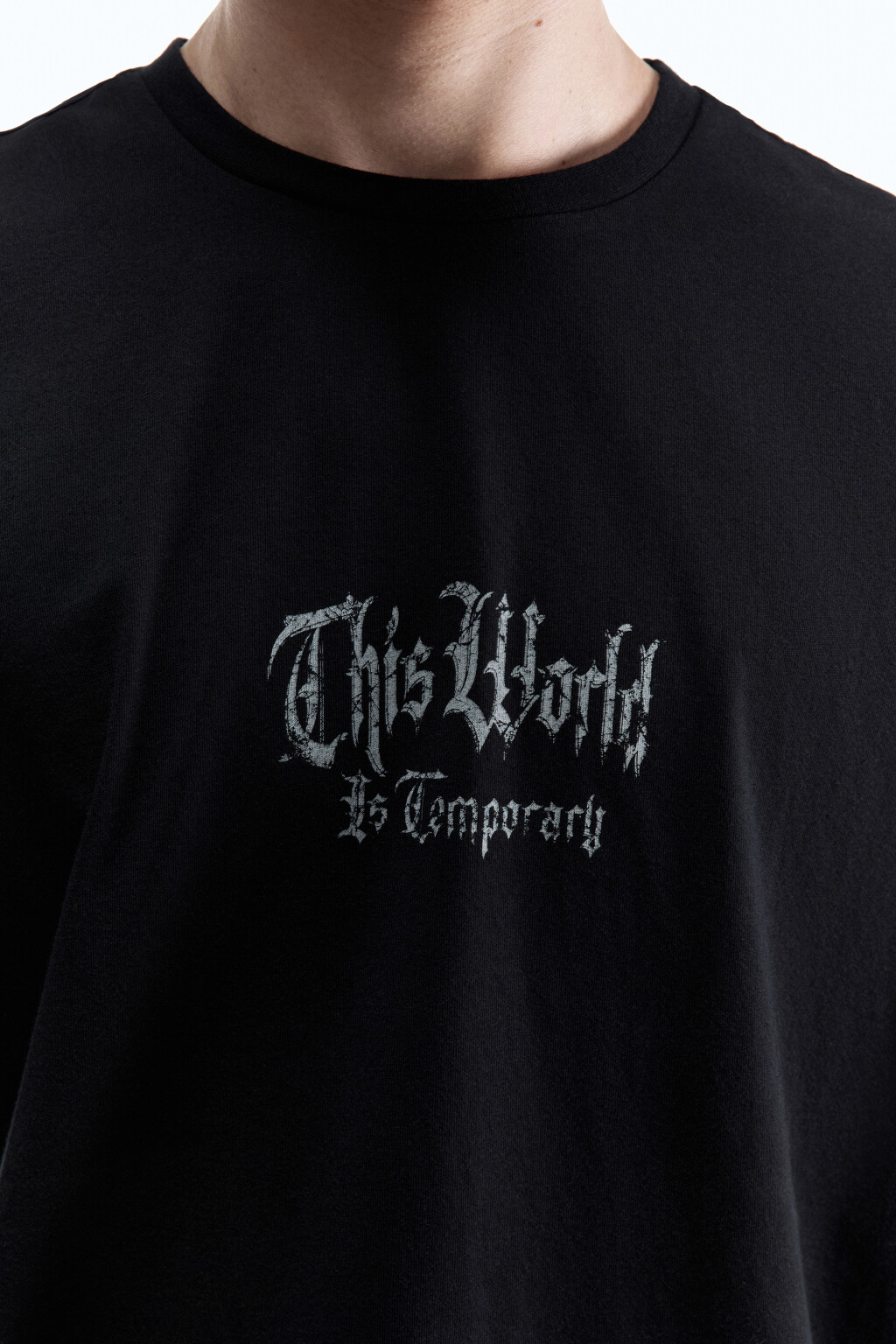 Футболка oversize с принтом в стиле гранж - цвет черный - 7