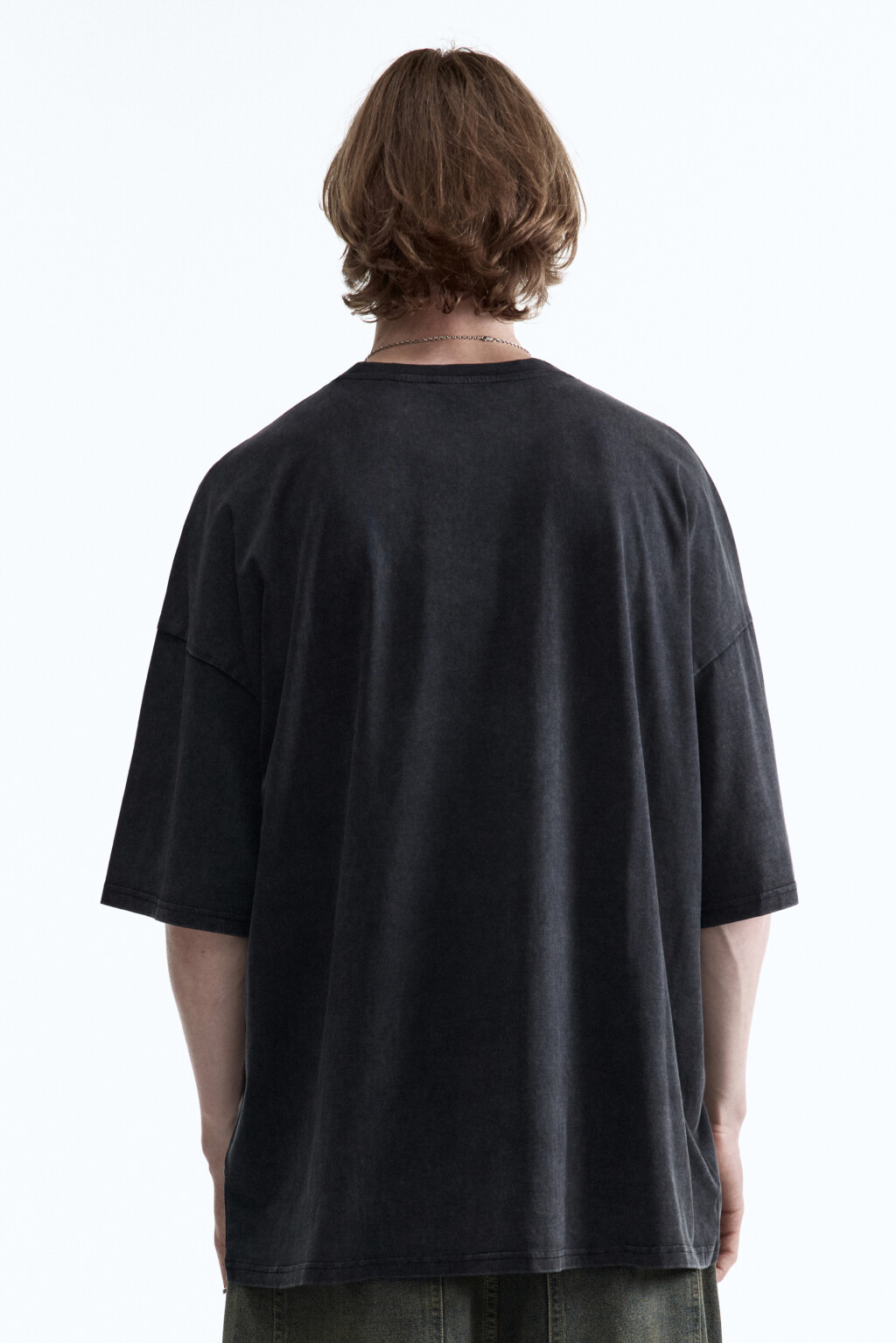 Футболка oversize с вареным эффектом и принтом - цвет черный - 3