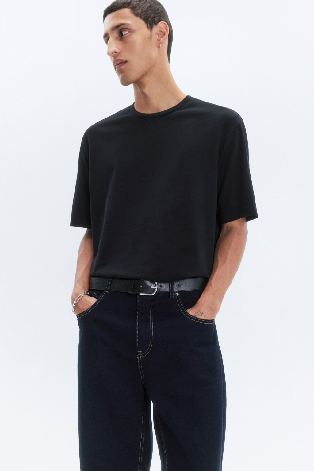 Футболка прямая базовая из хлопка - цвет черный - 1