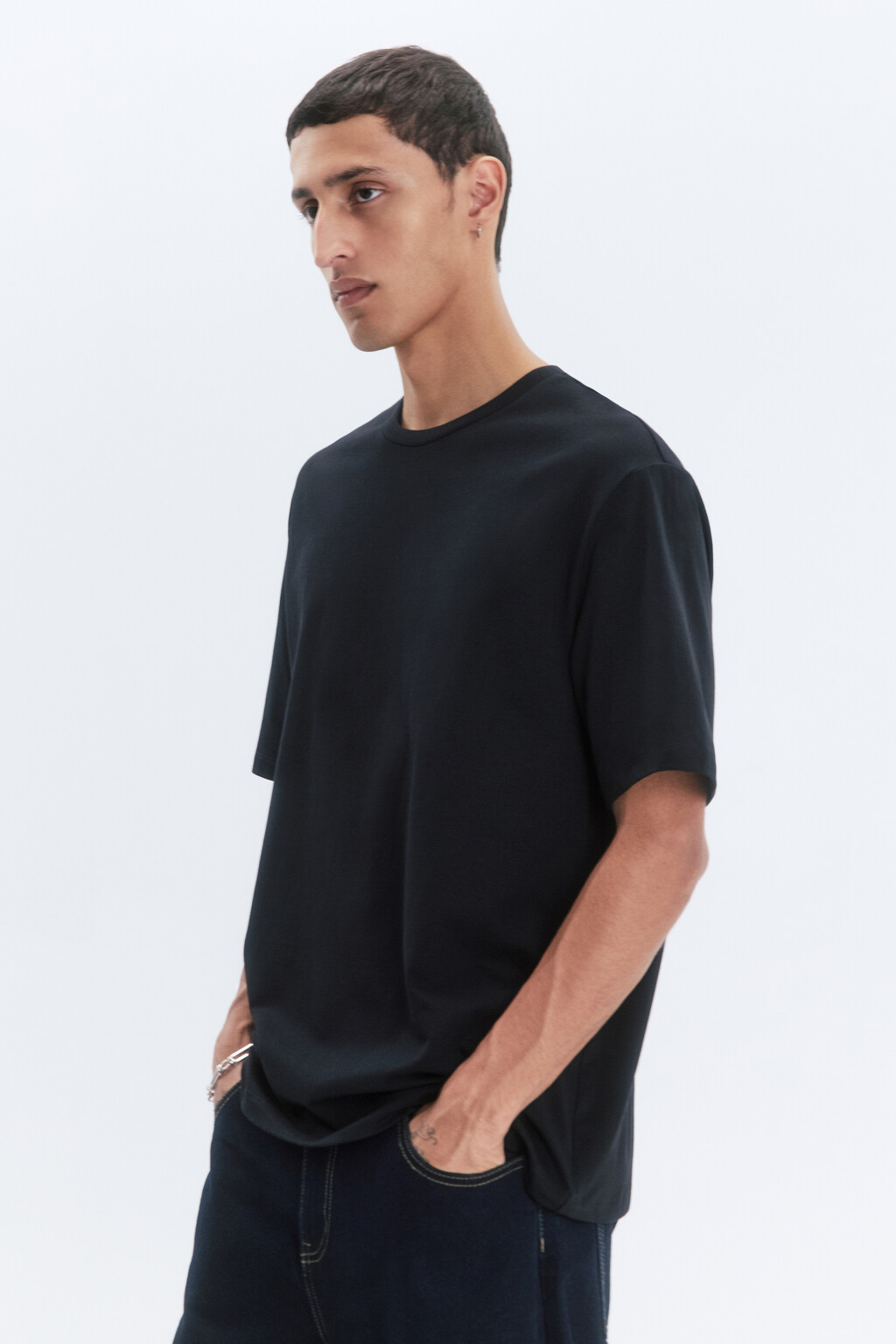 Футболка прямая базовая из хлопка - цвет черный - 3