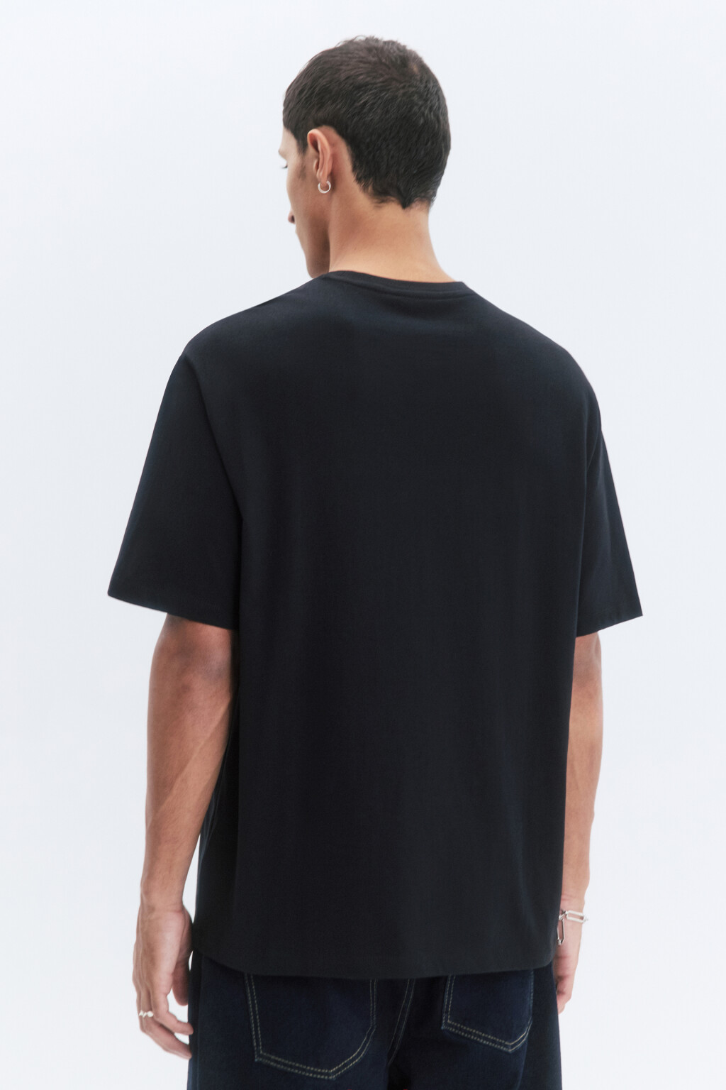 Футболка прямая базовая из хлопка - цвет черный - 4