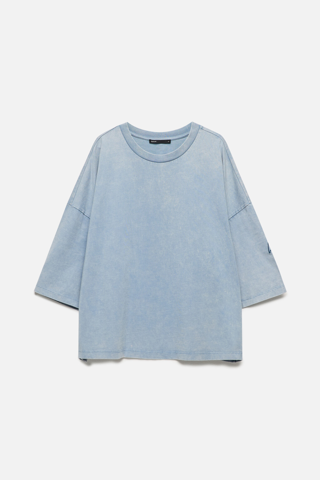 Футболка oversize с вареным эффектом и принтом - цвет мятный - 9