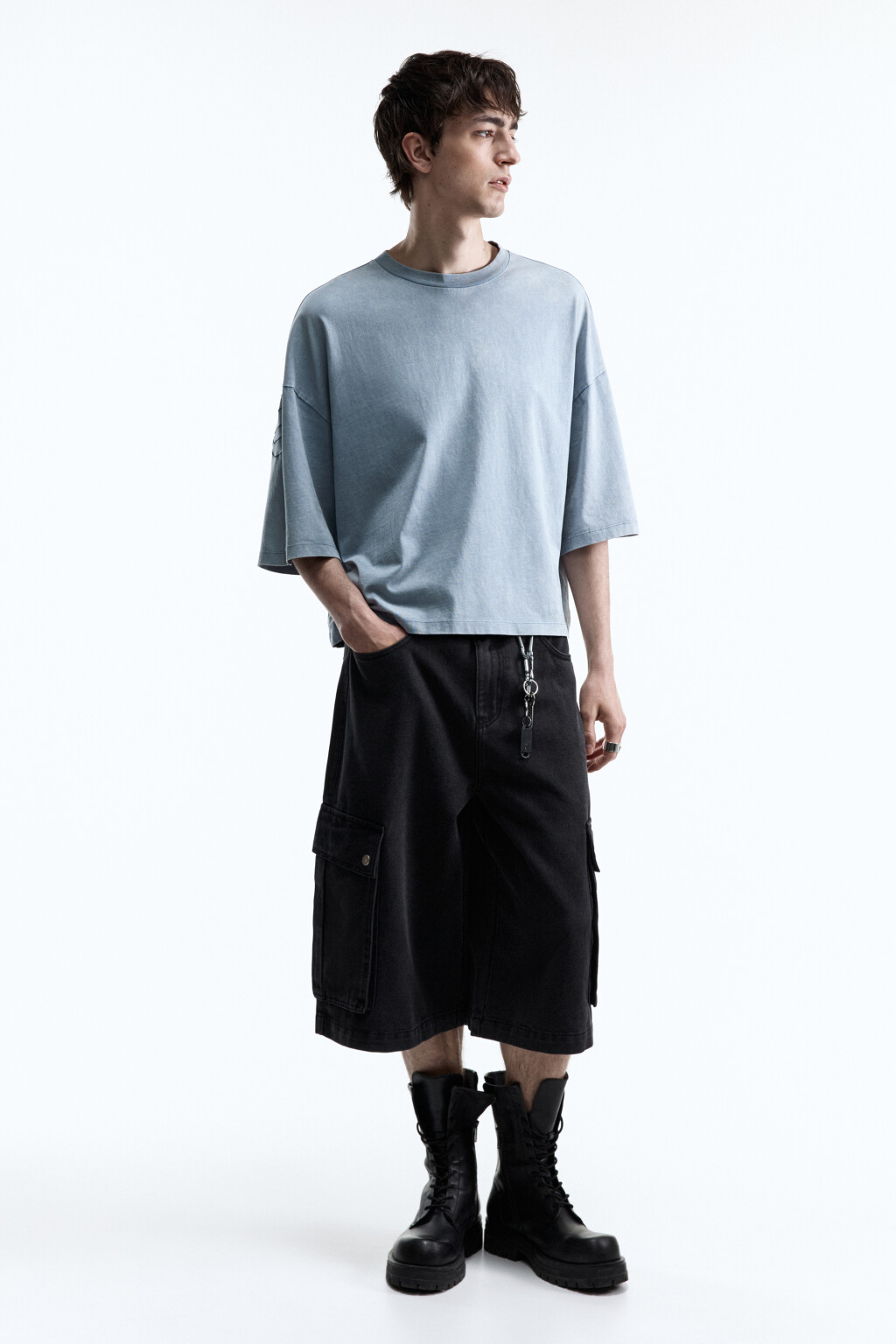 Футболка oversize с вареным эффектом и принтом - цвет мятный - 6