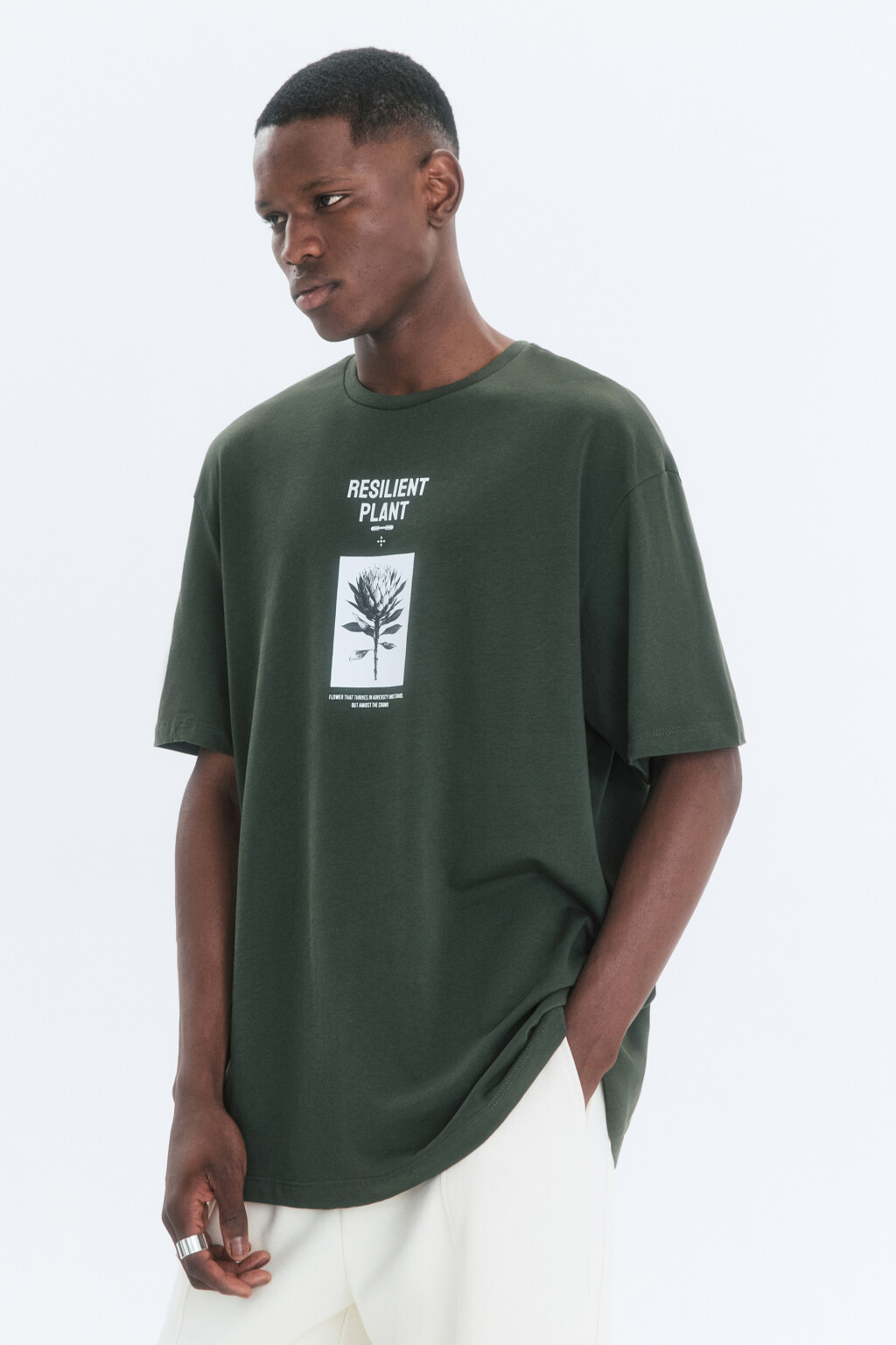 Футболка прямая хлопковая с принтом - цвет зеленый - 3