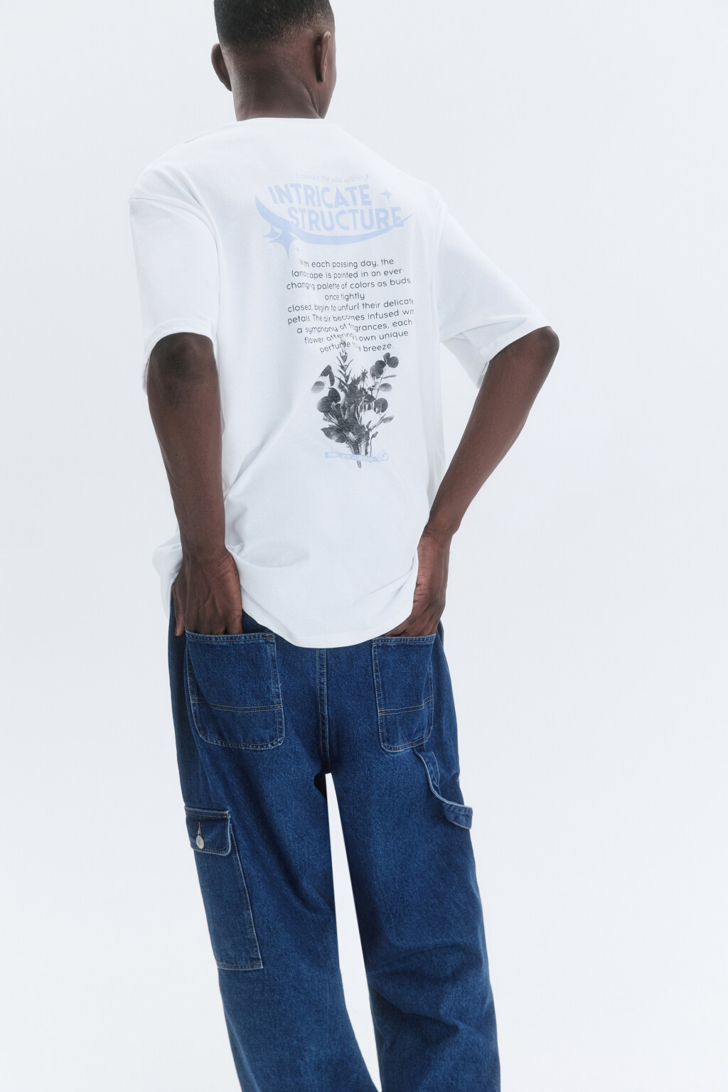 Футболка прямая хлопковая с принтом - цвет белый - 1