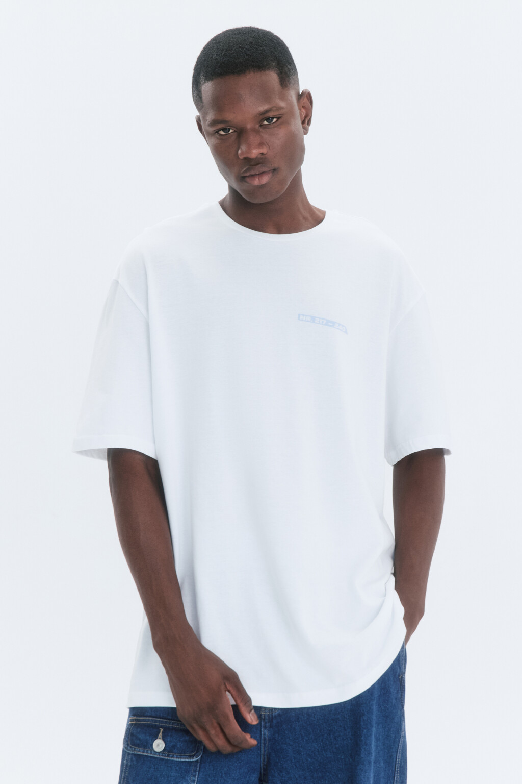 Футболка прямая хлопковая с принтом - цвет белый - 2