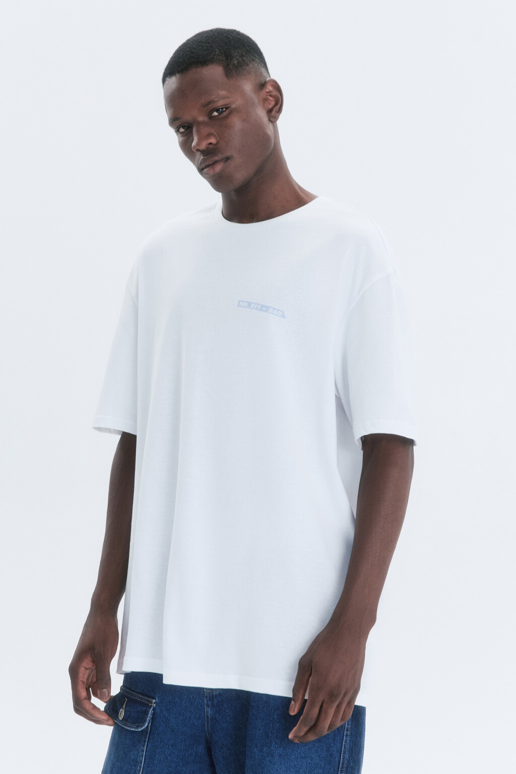 Футболка прямая хлопковая с принтом - цвет белый - 3