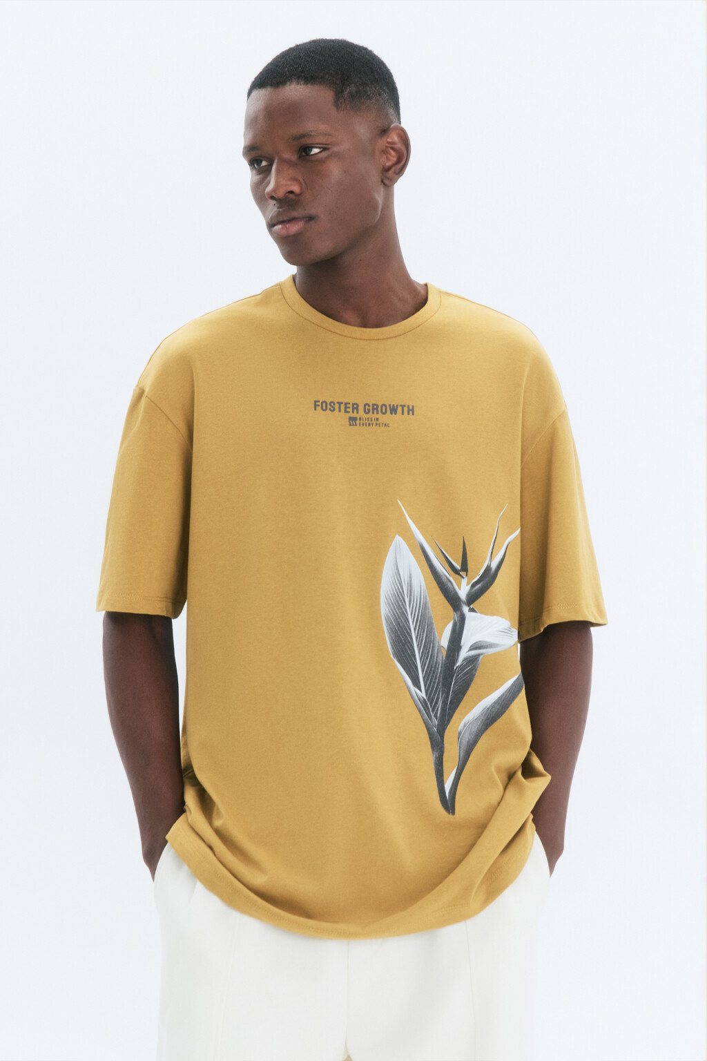 Футболка прямая хлопковая с принтом - цвет бежевый - 2