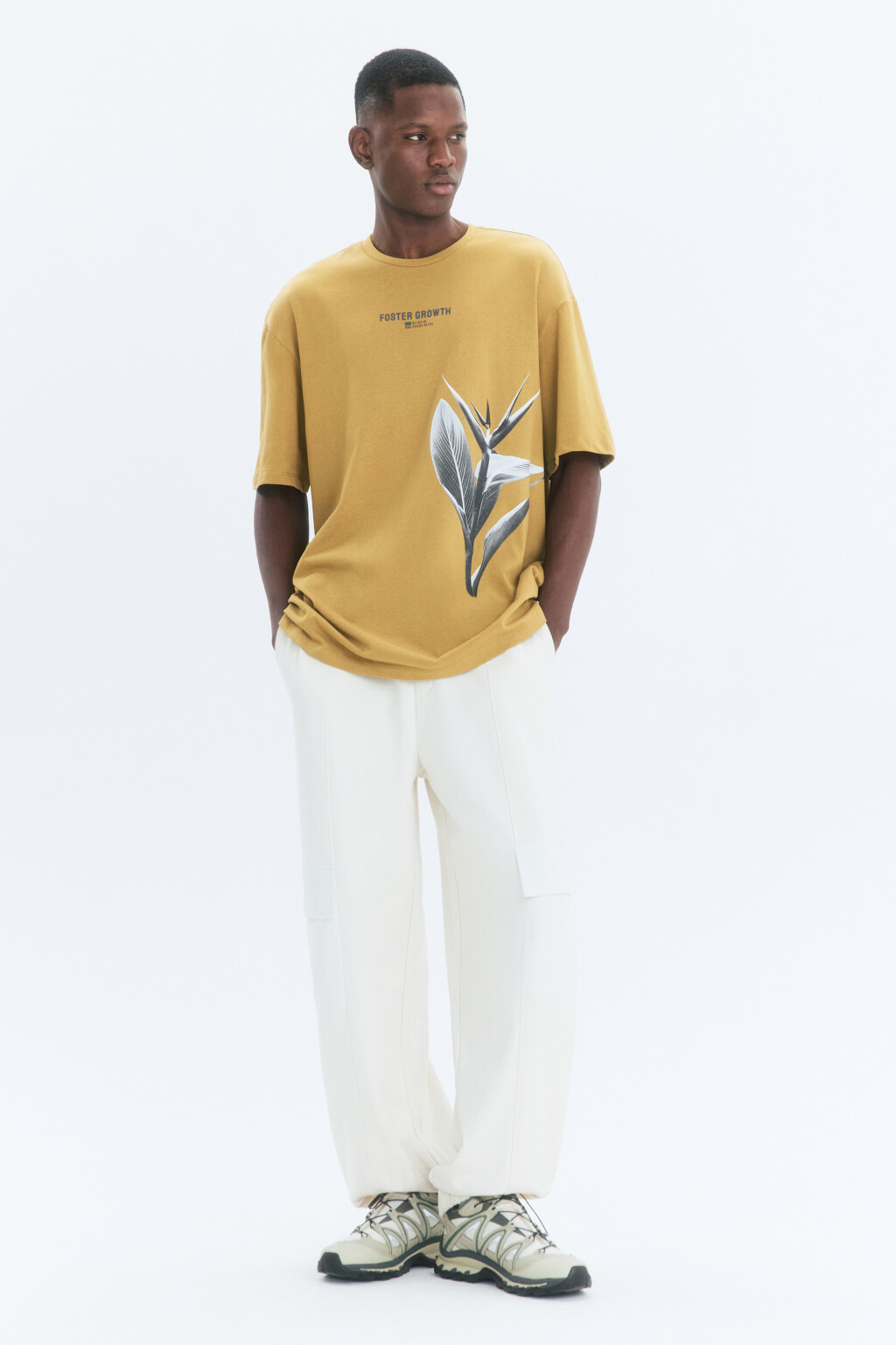 Футболка прямая хлопковая с принтом - цвет бежевый - 5