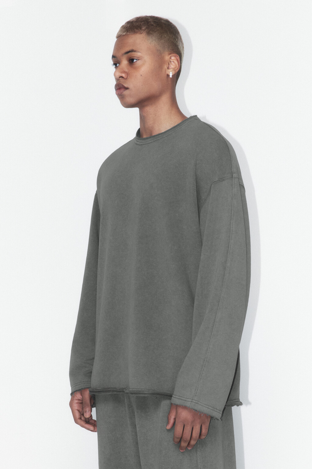 Лонгслив oversize с вареным эффектом - цвет серый - 3