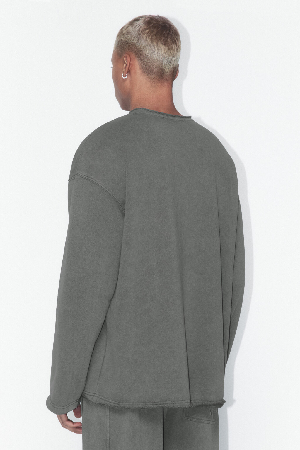 Лонгслив oversize с вареным эффектом - цвет серый - 4