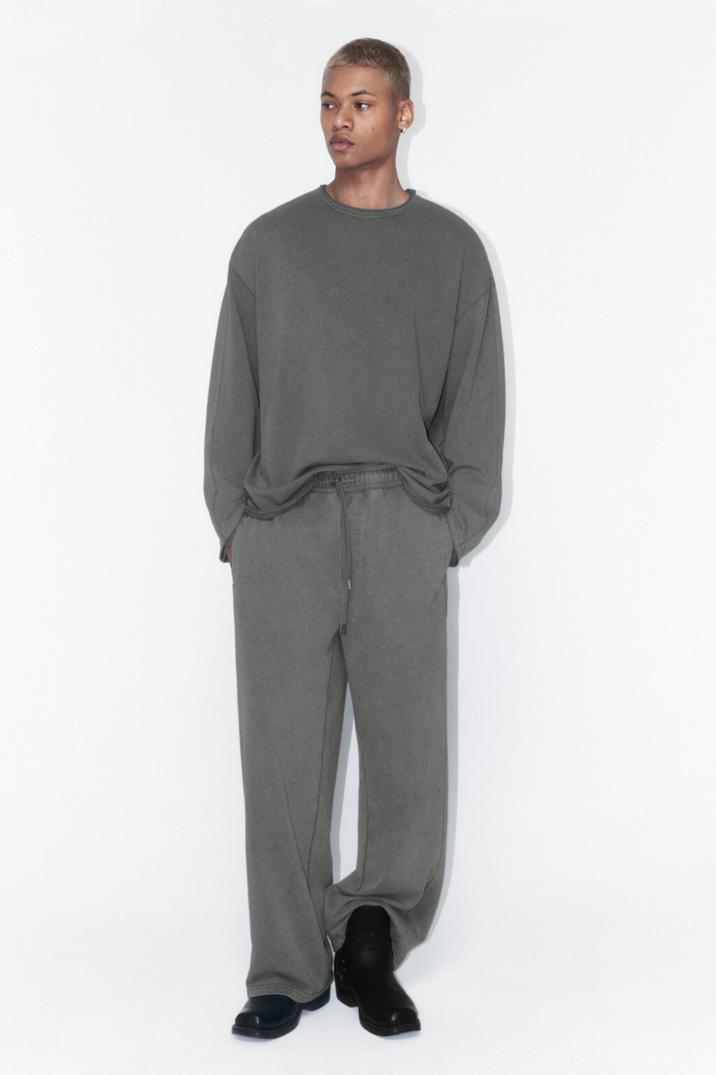 Лонгслив oversize с вареным эффектом - цвет серый - 5