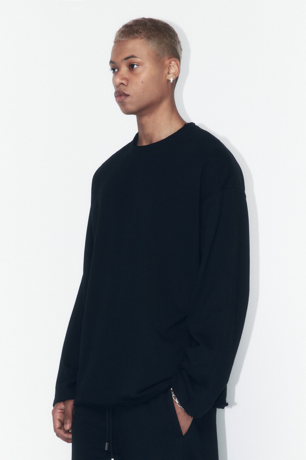 Лонгслив oversize с вареным эффектом - цвет черный - 3