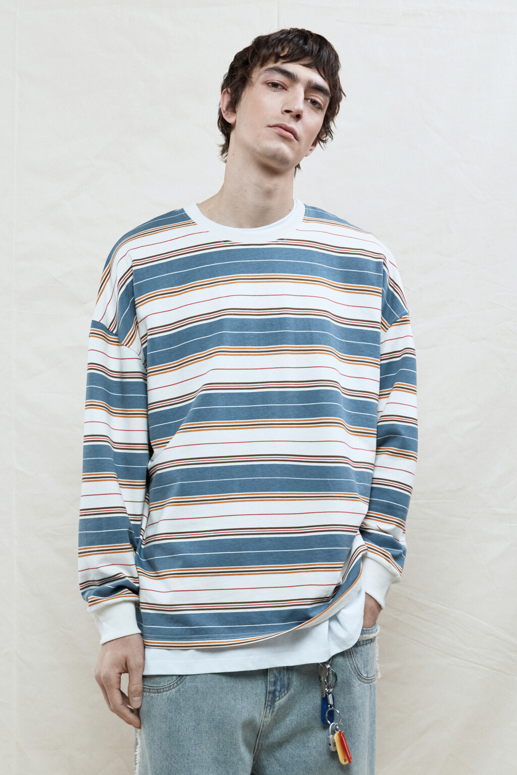 Свитшот oversize с принтом в полоску - цвет мультиколор - 2