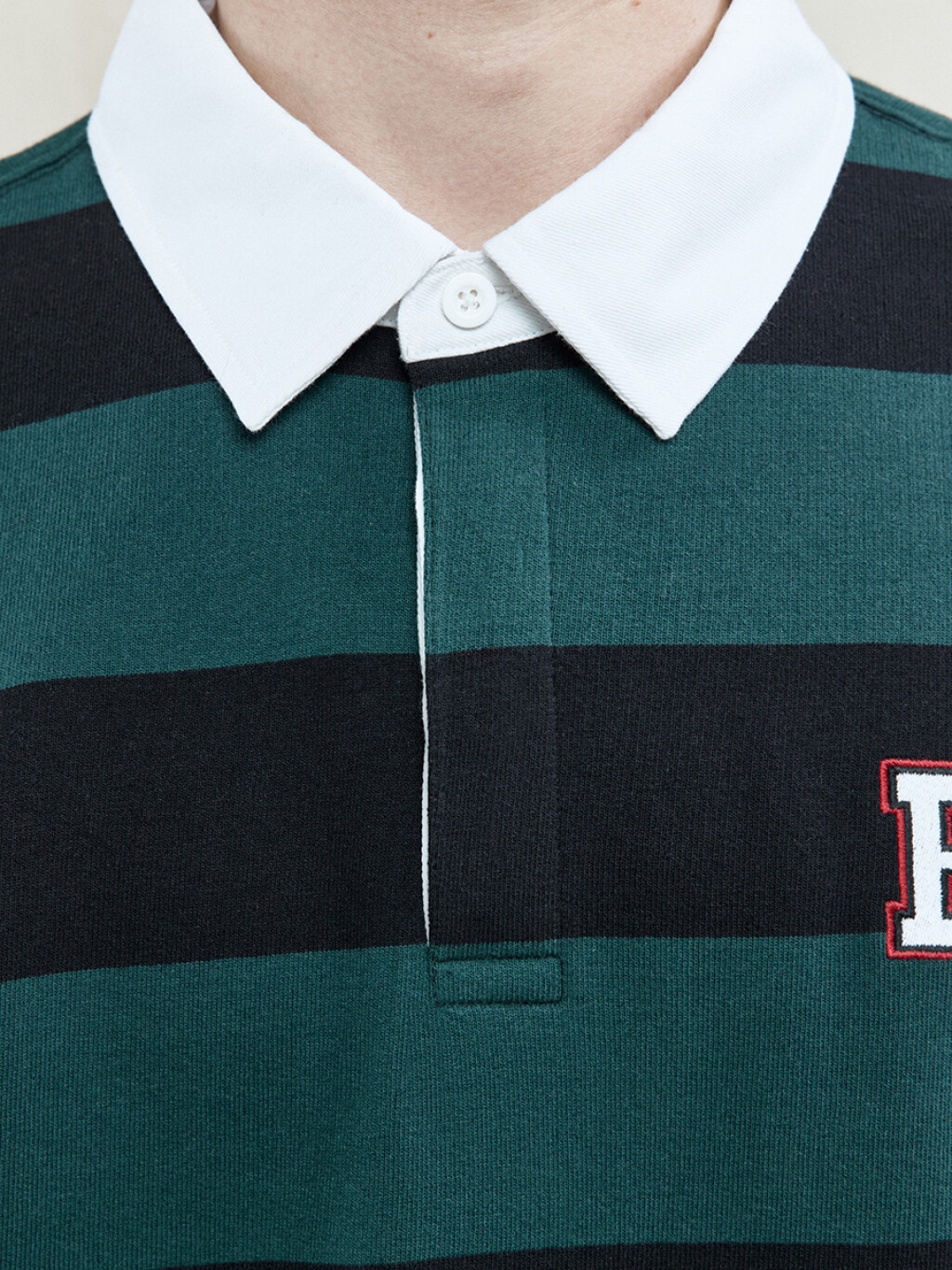 Джемпер-поло в полоску с вышивкой на груди - цвет зеленый - 6