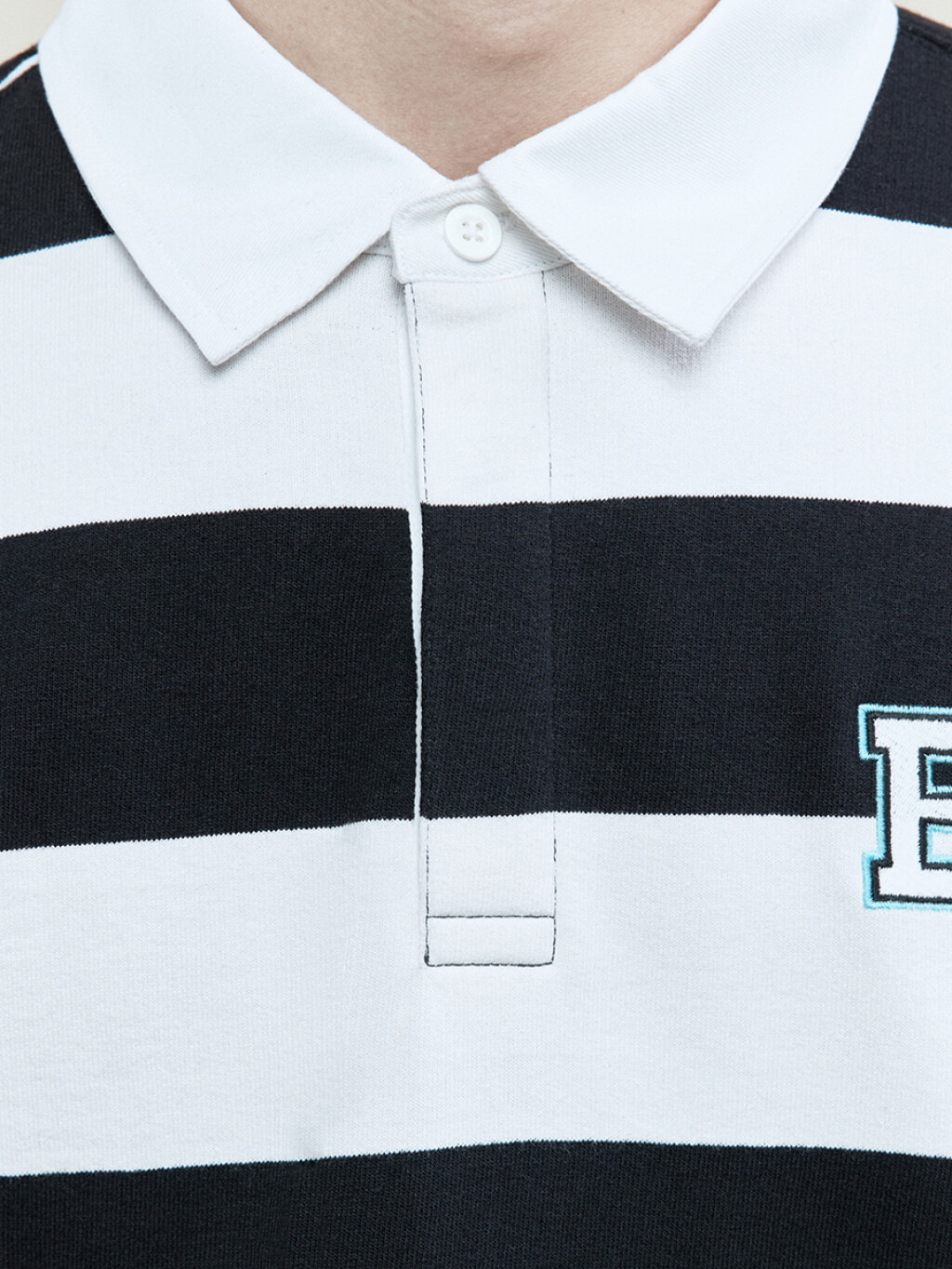 Джемпер-поло в полоску с вышивкой на груди - цвет черный - 6