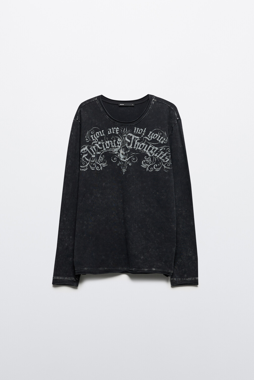 Лонгслив облегающий с принтом в стиле гранж - цвет черный - 9