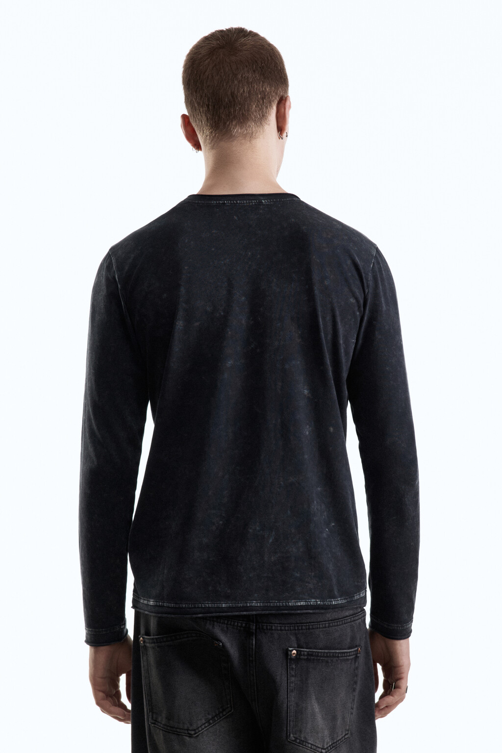 Лонгслив облегающий с принтом в стиле гранж - цвет черный - 4