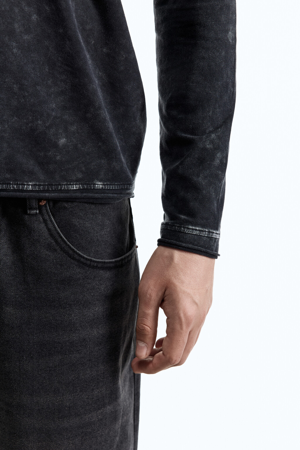 Лонгслив облегающий с принтом в стиле гранж - цвет черный - 7