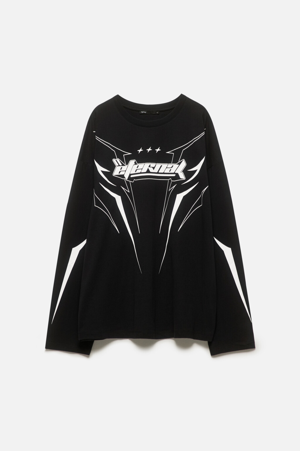 Лонгслив хлопковый с принтом в спортивном стиле - цвет черный - 8