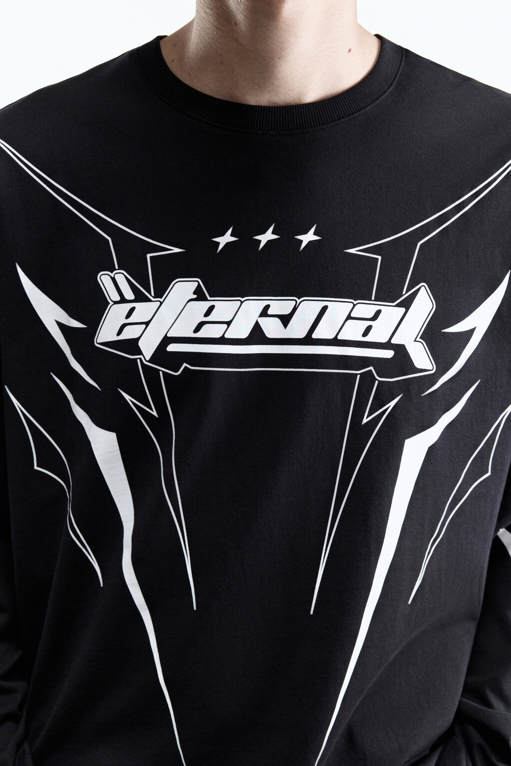 Лонгслив хлопковый с принтом в спортивном стиле - цвет черный - 6