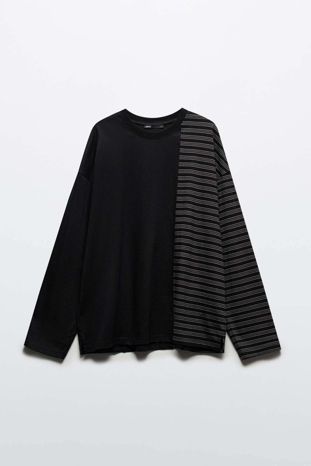 Лонгслив oversize из двух тканей - цвет черный - 8