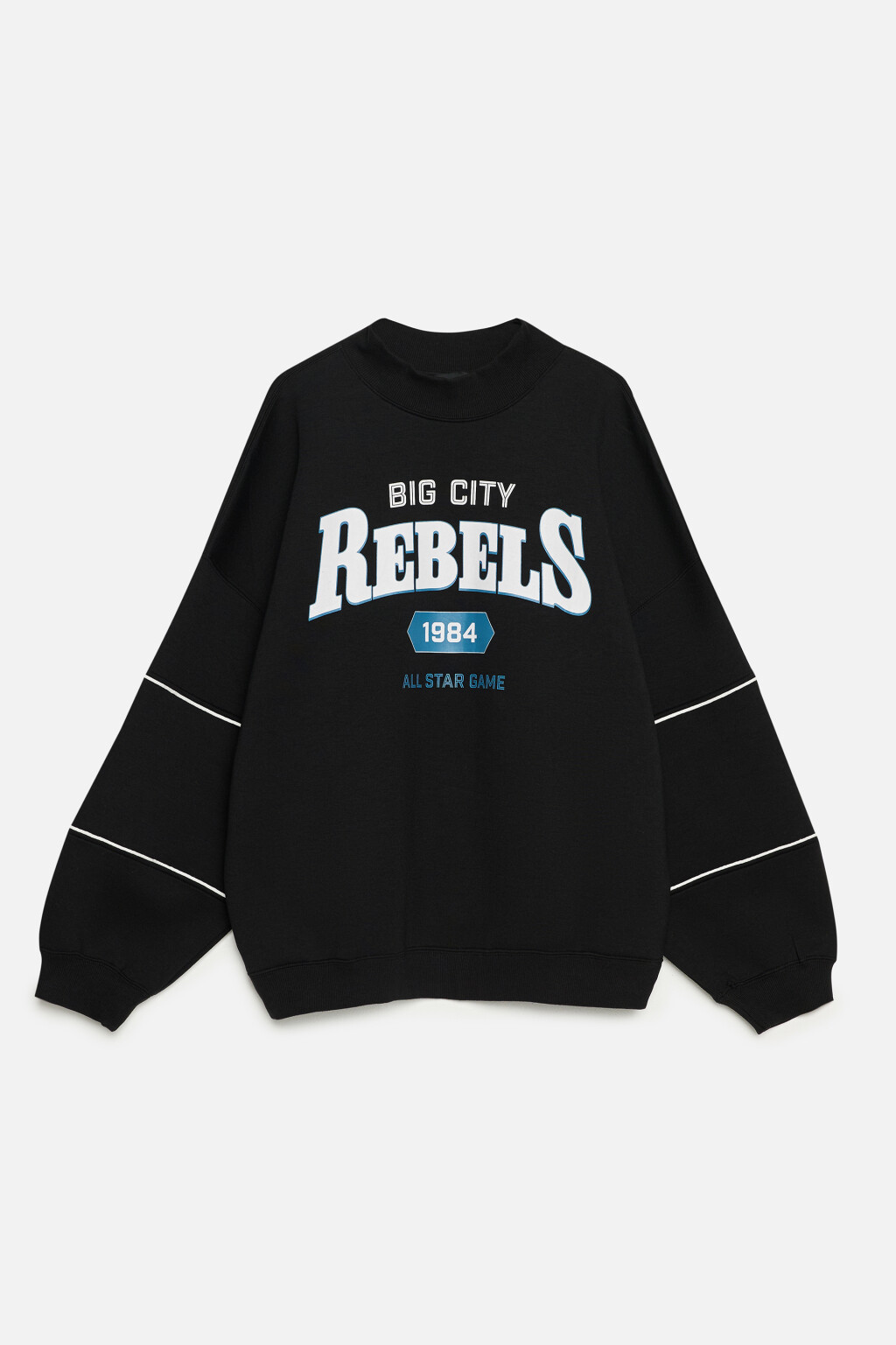 Свитшот oversize с принтом в спортивном стиле - цвет черный - 10