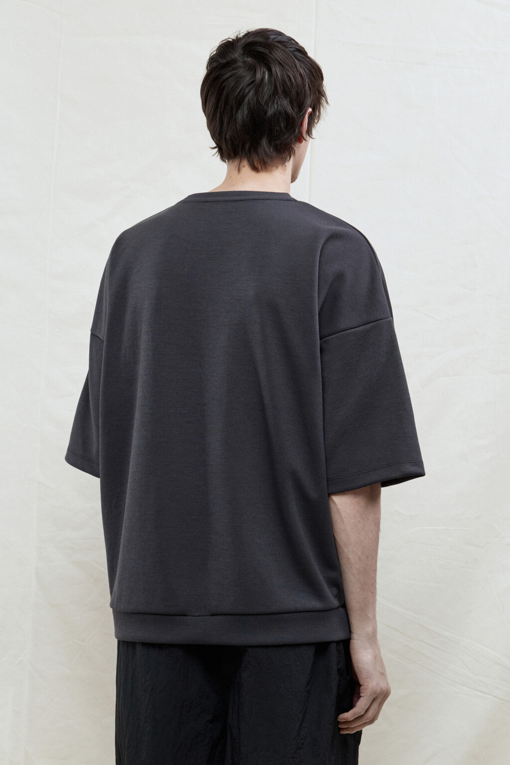 Футболка oversize с резинкой в рубчик - цвет серый - 4