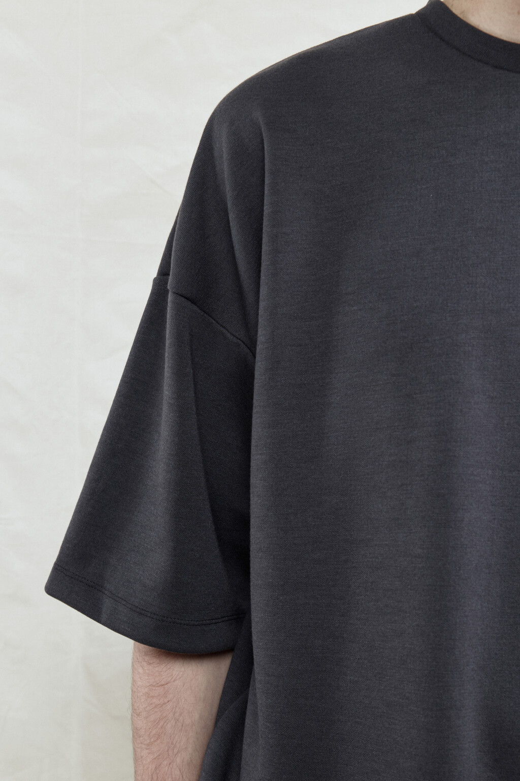 Футболка oversize с резинкой в рубчик - цвет серый - 7