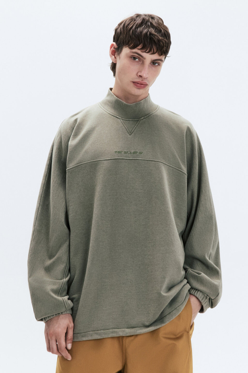 Толстовка oversize с принтом и утяжками по низу - цвет зеленый - 2