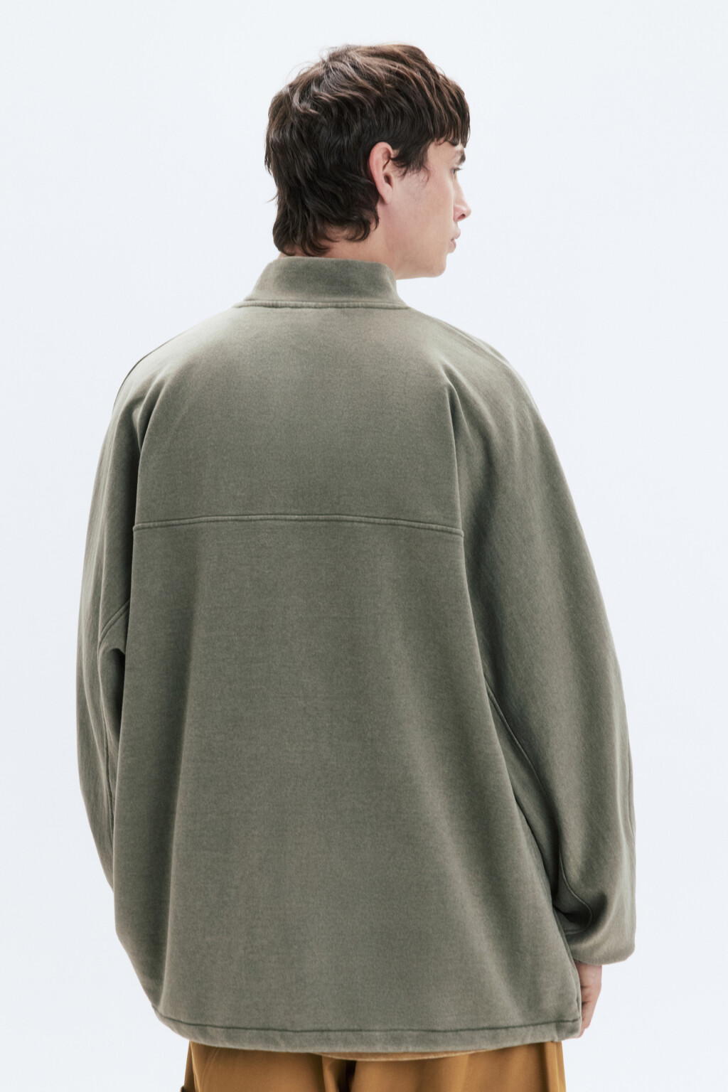 Толстовка oversize с принтом и утяжками по низу - цвет зеленый - 4