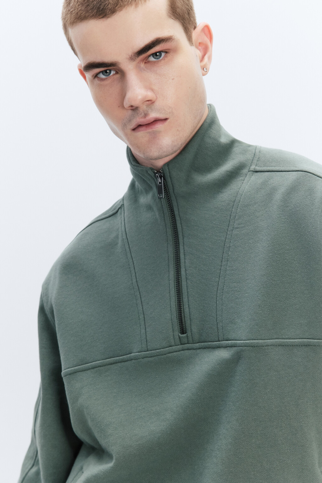 Толстовка oversize с воротником-стойкой на молнии - цвет мятный - 2